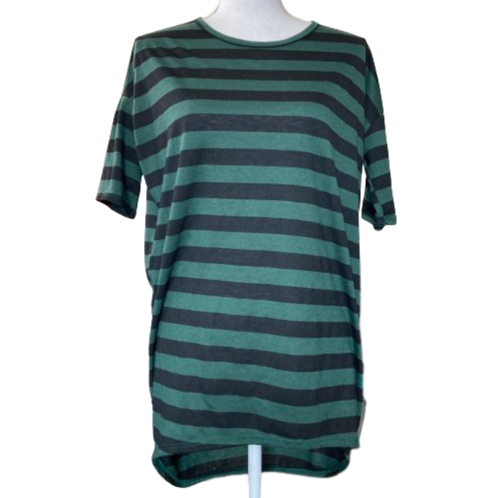 LULAROE XXS IRMA black and green striped top